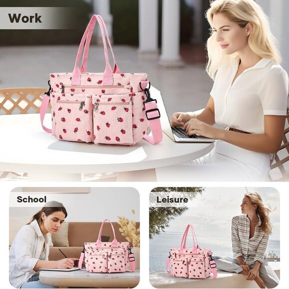 Corduroy Tote Bag for Women, Crossbody Bags, Mutil Pockets Handbag Tote Bag for - Picture 6 of 6